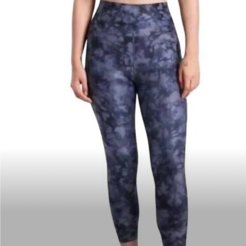 Athleta Blue Tie Dye Salutation Stash Pocket Workout Leggings Size XS